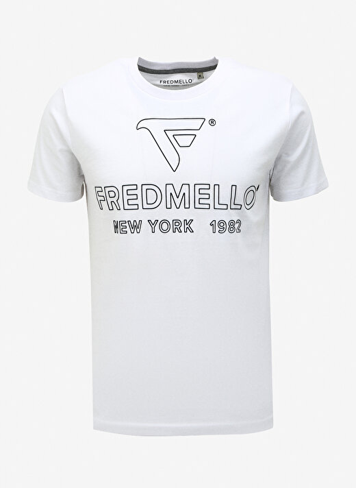 Fred Mello Bisiklet Yaka Beyaz Erkek T-Shirt FM23W02TG 1