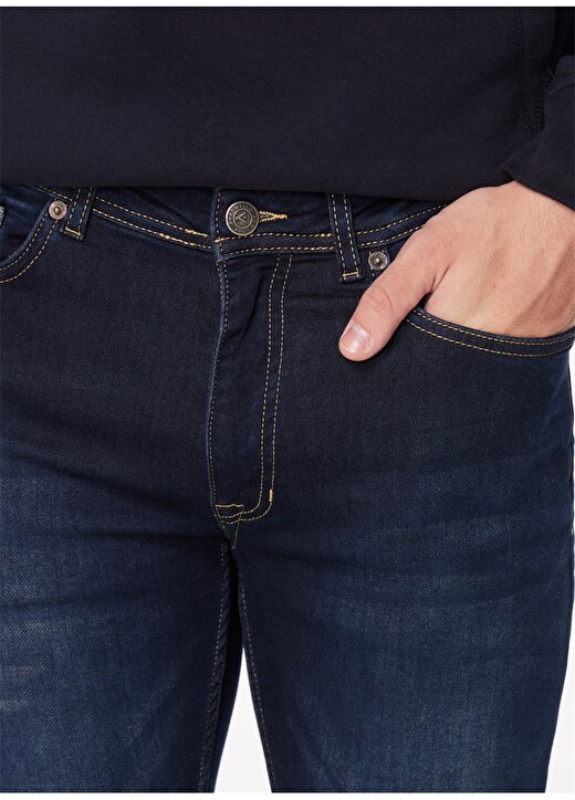 Fred Mello Normal Bel Normal Paça Slim Fit Lacivert Erkek Denim Pantolon FMHOWARD 4