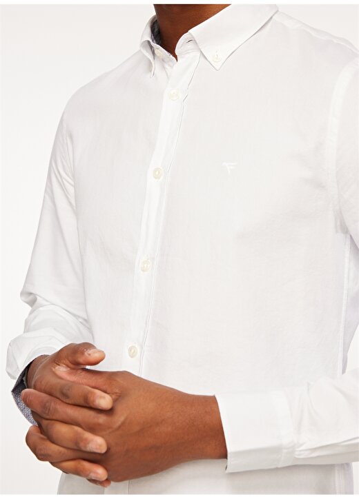 Fred Mello Slim Fit Gömlek Yaka Beyaz Erkek Gömlek FM23W03CU 4