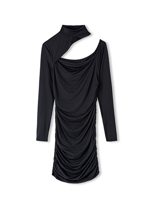 Twist Dik Yaka Siyah Mini Kadın Elbise TW6230002241001 2