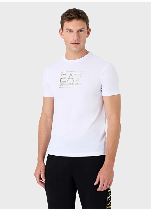 EA7 Bisiklet Yaka Beyaz Erkek T-Shirt 6RPT19PJM9Z1100 1