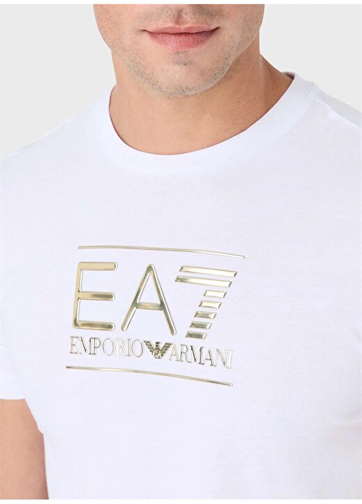 EA7 Bisiklet Yaka Beyaz Erkek T-Shirt 6RPT19PJM9Z1100 3