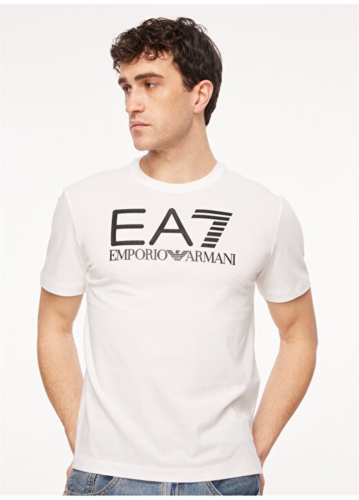 EA7 Bisiklet Yaka Beyaz Erkek T-Shirt 6RPT11PJNVZ1100 1