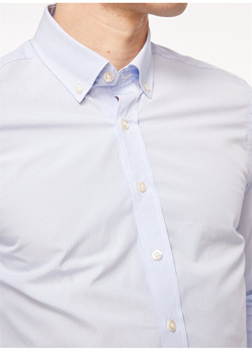 Altınyıldız Classics Slim Fit Düğmeli Yaka Beyaz - Mavi Erkek Gömlek 4A2023100126 4