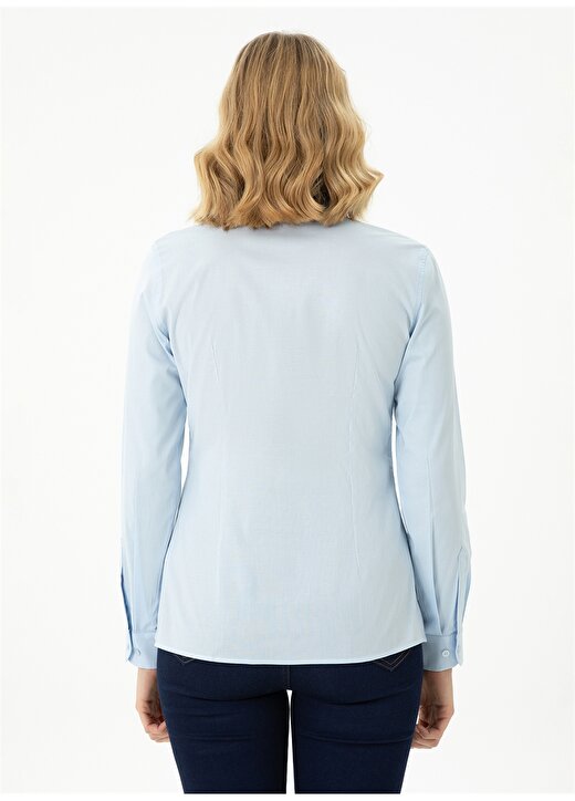 U.S. Polo Assn. Slim Fit Gömlek Yaka Düz İndigo Kadın Gömlek SALY023K 3