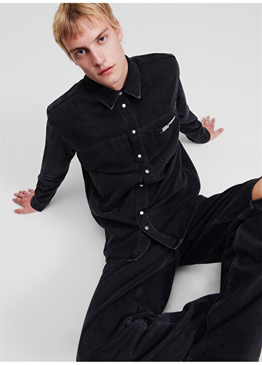 Karl Lagerfeld Jeans Normal Siyah Erkek Denim Gömlek 236D1601_KLJ REGULAR DENIM JACKET 1