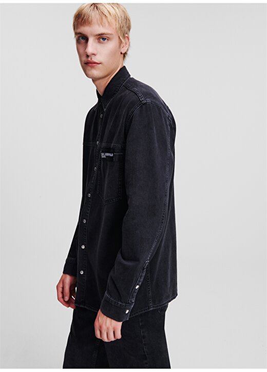 Karl Lagerfeld Jeans Normal Siyah Erkek Denim Gömlek 236D1601_KLJ REGULAR DENIM JACKET 2