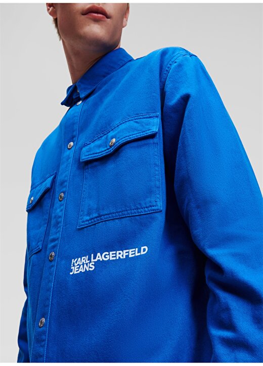Karl Lagerfeld Jeans Normal Mavi Erkek Gömlek 236D1650_KLJ UTILITY SHIRT JACKET 4