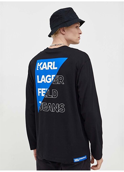 Karl Lagerfeld Jeans Bisiklet Yaka Siyah Erkek T-Shirt 236D1703_KLJ RELAXED CUT LOGO TEE 4