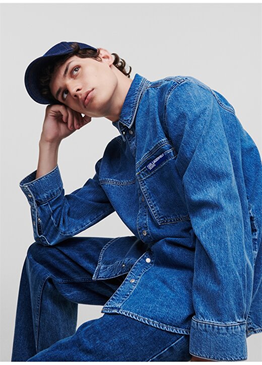 Karl Lagerfeld Jeans Normal Mavi Erkek Denim Gömlek 231D1602_KLJ REGULAR DENIM SHIRT 2
