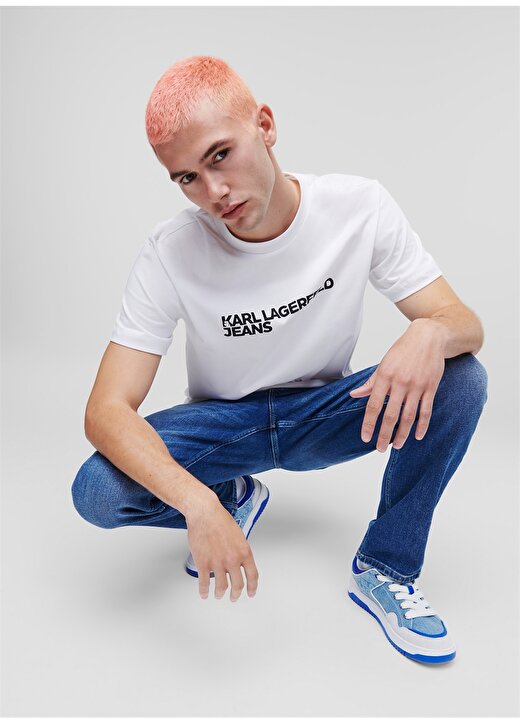 Karl Lagerfeld Jeans Bisiklet Yaka Beyaz Erkek T-Shirt 235D1707_KLJ REGULAR SSLV TEE 2