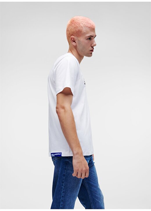 Karl Lagerfeld Jeans Bisiklet Yaka Beyaz Erkek T-Shirt 235D1707_KLJ REGULAR SSLV TEE 4