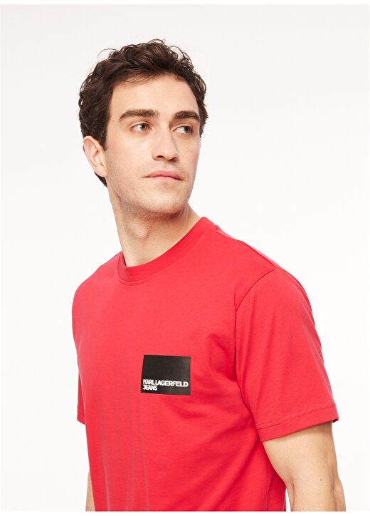 Karl Lagerfeld Jeans Bisiklet Yaka Kırmızı Erkek T-Shirt 231D1706_KLJ REGULAR SSLV LOGO TEE 1