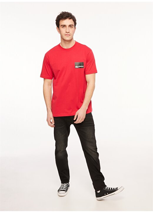 Karl Lagerfeld Jeans Bisiklet Yaka Kırmızı Erkek T-Shirt 231D1706_KLJ REGULAR SSLV LOGO TEE 2
