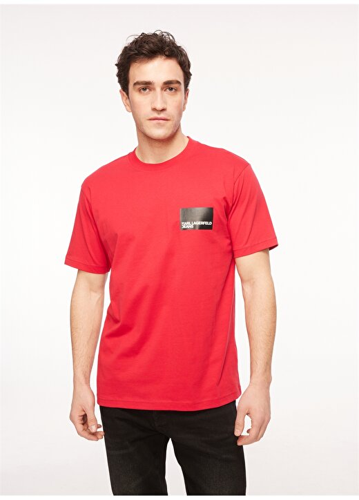 Karl Lagerfeld Jeans Bisiklet Yaka Kırmızı Erkek T-Shirt 231D1706_KLJ REGULAR SSLV LOGO TEE 3