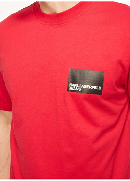 Karl Lagerfeld Jeans Bisiklet Yaka Kırmızı Erkek T-Shirt 231D1706_KLJ REGULAR SSLV LOGO TEE 4