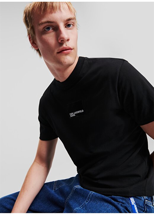Karl Lagerfeld Jeans Bisiklet Yaka Siyah Erkek T-Shirt 236D1700_KLJ REGULAR SSLV LOGO TEE 3