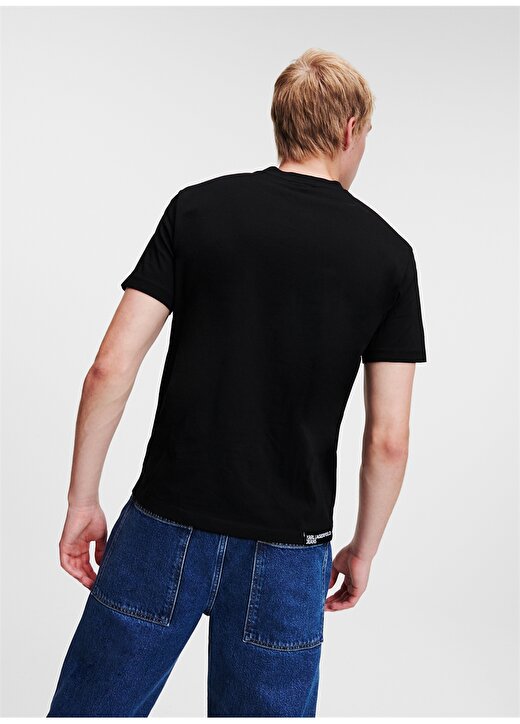 Karl Lagerfeld Jeans Bisiklet Yaka Siyah Erkek T-Shirt 236D1700_KLJ REGULAR SSLV LOGO TEE 4