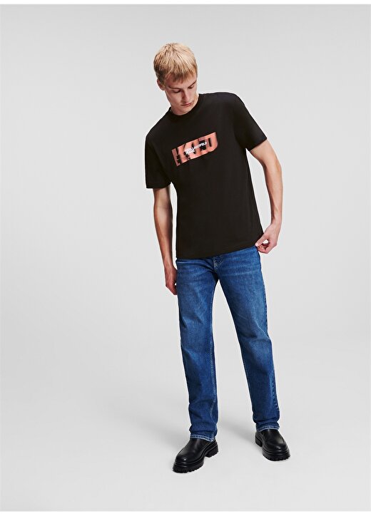 Karl Lagerfeld Jeans Bisiklet Yaka Siyah Erkek T-Shirt 236D1701_KLJ REGULAR BLURRED TEE 3