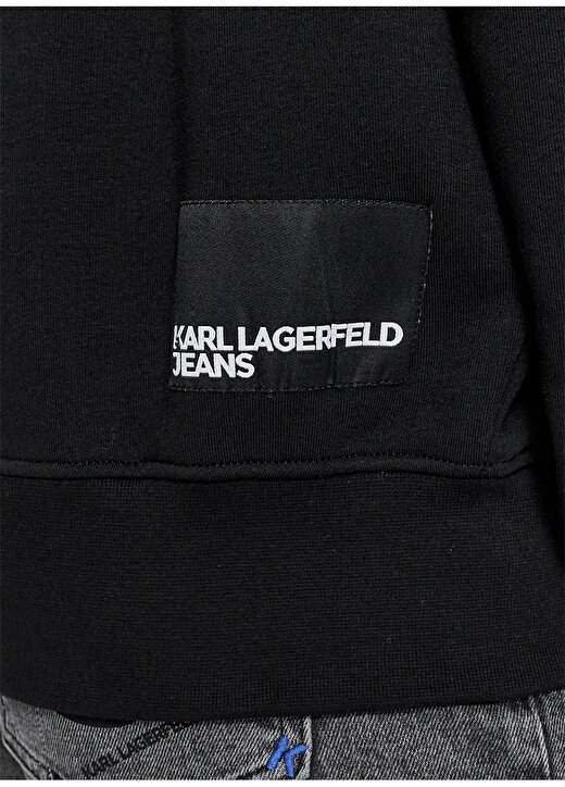 Karl Lagerfeld Jeans Bisiklet Yaka Siyah Erkek Sweatshırt 236D1855_KLJ STRIPE LOGO SWEAT 4