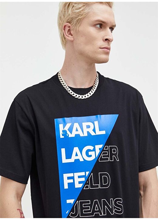 Karl Lagerfeld Jeans Bisiklet Yaka Siyah Erkek T-Shirt 236D1702_KLJ RELAXED CUT LOGO TEE 3