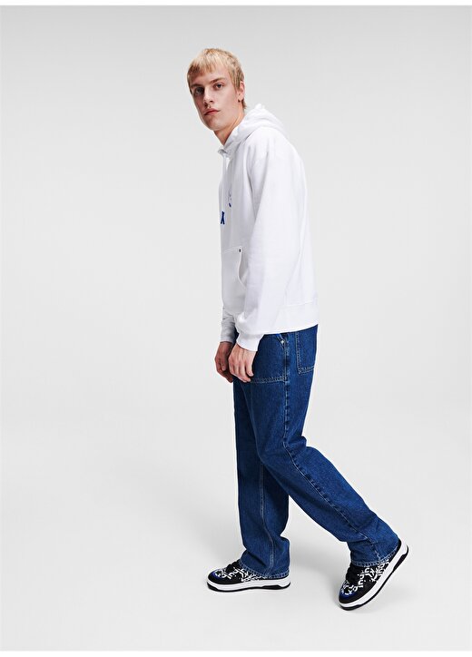 Karl Lagerfeld Jeans Kapüşon Yaka Beyaz Erkek Sweatshırt 236D1852_KLJ MONOGRAM HOODIE 3
