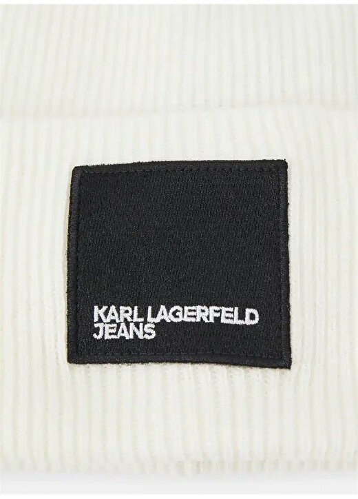 Karl Lagerfeld Jeans Beyaz Erkek Bere 236D3401_KNITTED LOGO BEANIE 2