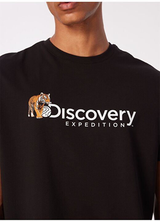 Discovery Expedition Siyah Erkek Bisiklet Yaka Basic Baskılı T-Shirt D4SM-TST3304 4