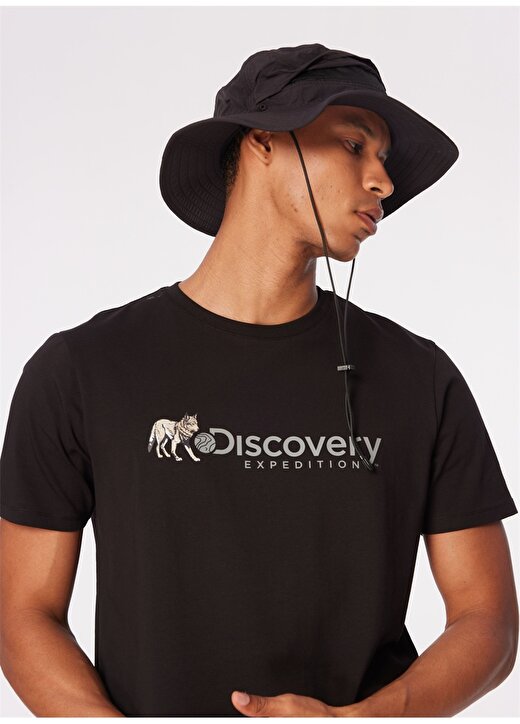 Discovery Expedition Siyah Erkek Bisiklet Yaka Basic Baskılı T-Shirt D4SM-TST3308 2