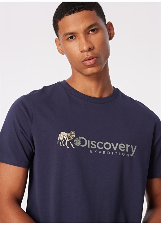 Discovery Expedition İndigo Erkek Bisiklet Yaka Basic Baskılı T-Shirt D4SM-TST3308 2