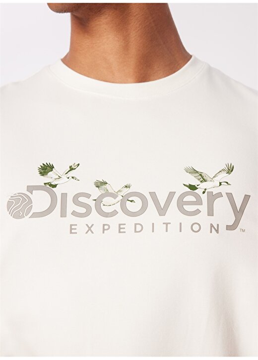 Discovery Expedition Beyaz Erkek Bisiklet Yaka Basic Baskılı T-Shirt D4SM-TST3310 4