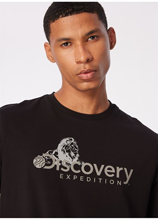 Discovery Expedition Siyah Erkek Bisiklet Yaka Basic Baskılı T-Shirt D4SM-TST3311 1