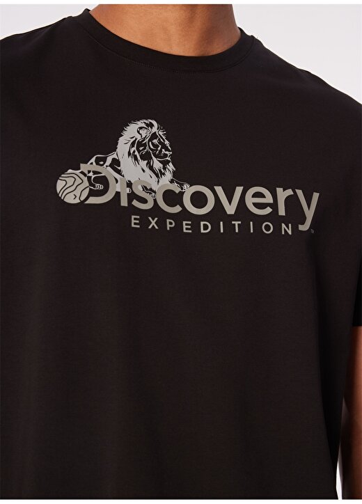 Discovery Expedition Siyah Erkek Bisiklet Yaka Basic Baskılı T-Shirt D4SM-TST3311 4