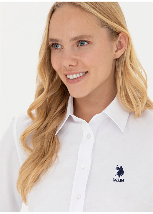 U.S. Polo Assn. Slim Fit Gömlek Yaka Beyaz Kadın Gömlek WOX023K 2