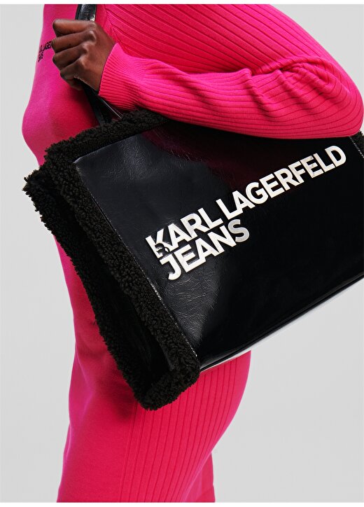Karl Lagerfeld Jeans Siyah Kadın 38X28x13 Cm Omuz Çantası 236J3013101 2