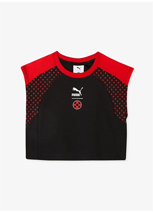 Puma Siyah - Kırmızı Kız Bebek Bisiklet Yaka Desenli T-Shirt 53868401 2