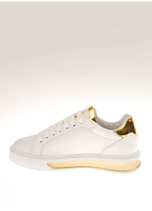 Roberto Cavalli Beyaz - Altın Kadın Deri Sneaker 20611C 4