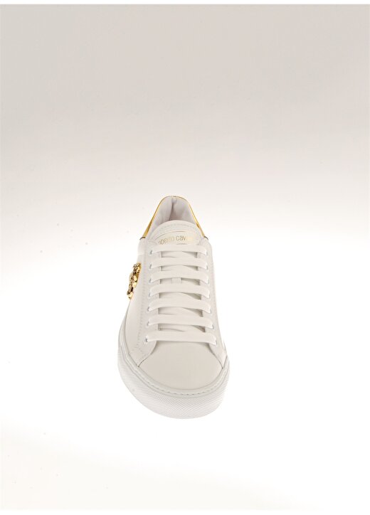 Roberto Cavalli Beyaz - Altın Kadın Deri Sneaker 20607C 4