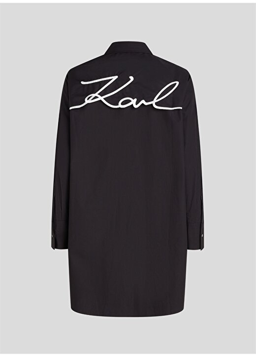 KARL LAGERFELD Gömlek Yaka Düz Siyah Kadın Bluz 235W1602 3