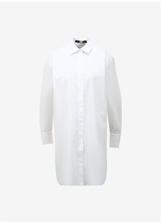 KARL LAGERFELD Gömlek Yaka Düz Beyaz Kadın Bluz 235W1602 1