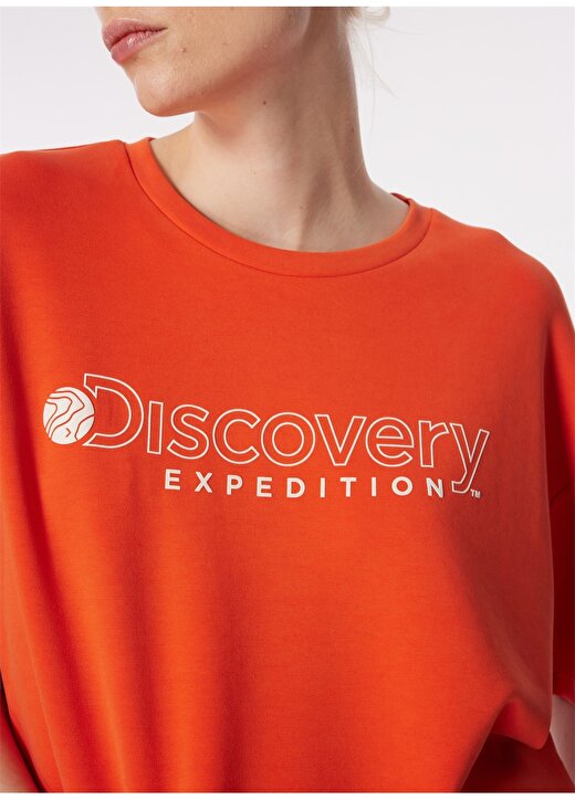 Discovery Expedition Nar Çiçeği Kadın Bisiklet Yaka Oversize Baskılı T-Shirt D4SL-TST3043 4