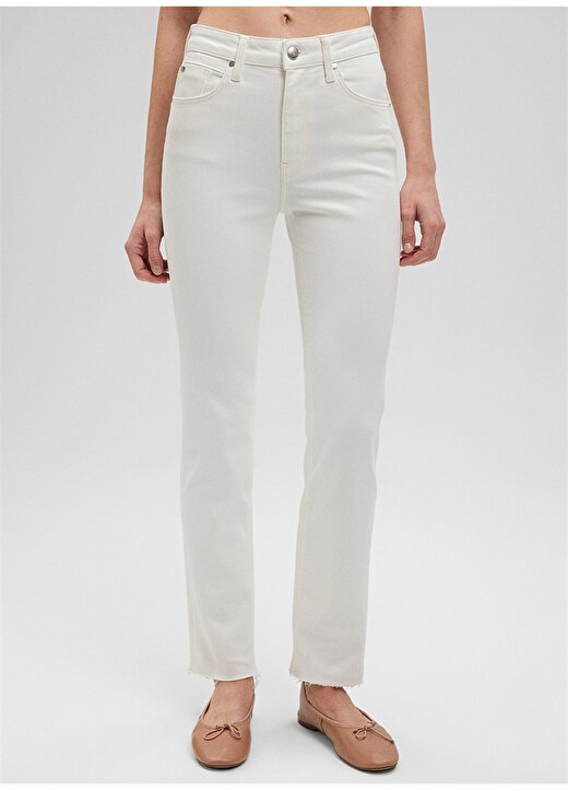 Mavi VIOLA Yüksek Bel Düz Paça Slim Straight Fit Beyaz Kadın Denim Pantolon M101048-86478 2
