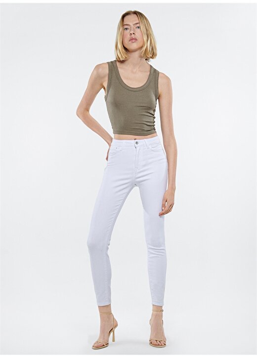Mavi SERENAY Yüksek Bel Dar Paça Skinny Fit Beyaz Kadın Denim Pantolon M100980-83673 2