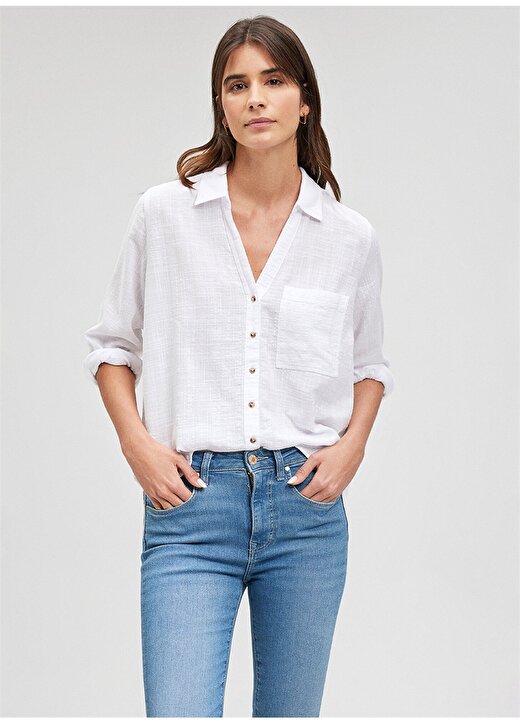 Mavi Loose Fit Gömlek Yaka Beyaz Kadın Gömlek M1210604-620-V YAKA GÖMLEK 2