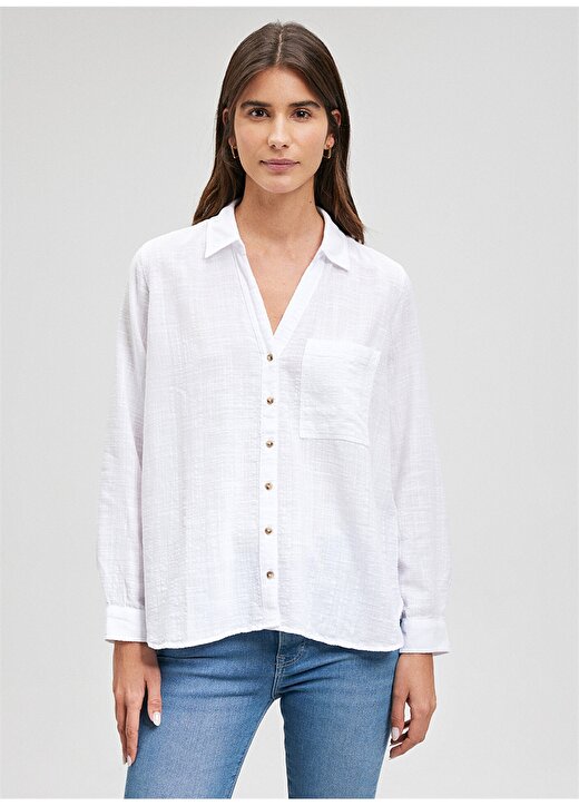Mavi Loose Fit Gömlek Yaka Beyaz Kadın Gömlek M1210604-620-V YAKA GÖMLEK 3