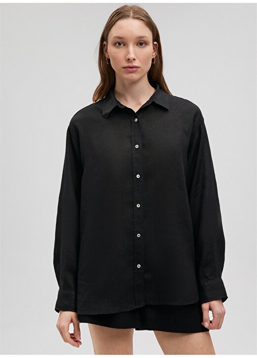 Mavi Standart Gömlek Yaka Siyah Kadın Gömlek M1210747-900-UZUN KOLLU GÖMLEK 4