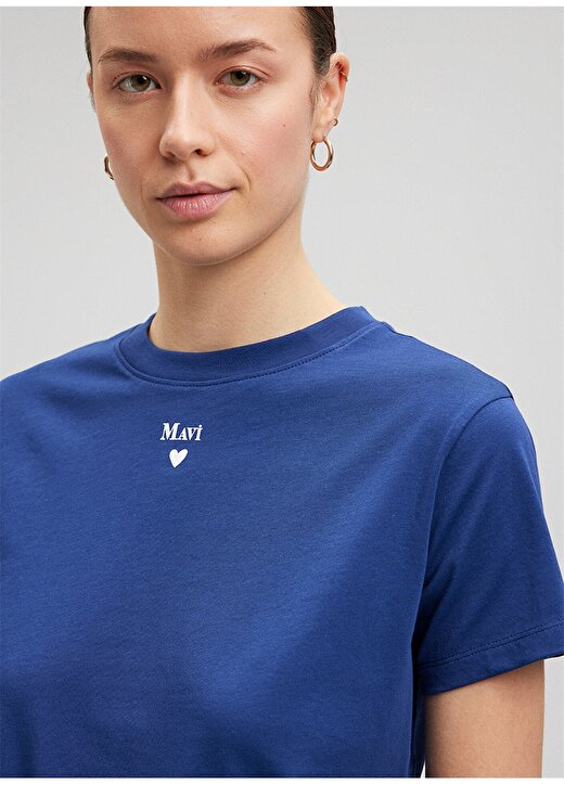 Mavi Bisiklet Yaka Mavi Kadın T-Shirt M1601185-70722-MAVI BASKILI TISÖRT 3