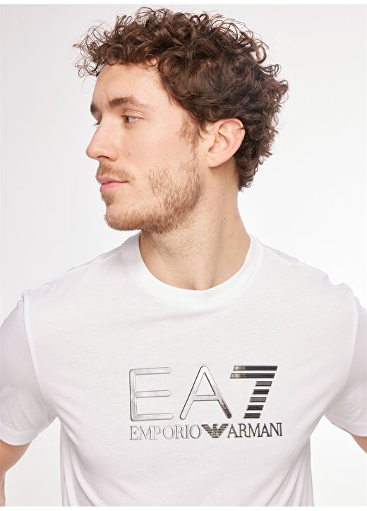 EA7 Bisiklet Yaka Beyaz Erkek T-Shirt 6RPT71PJM9Z1100 1