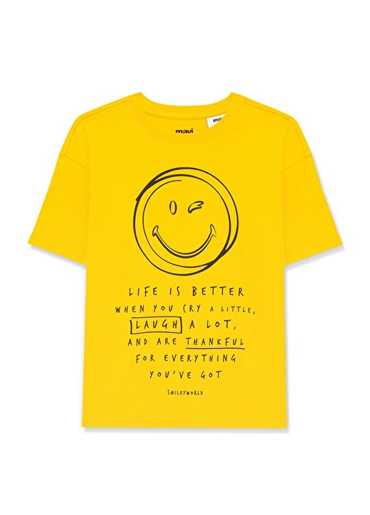 Mavi Baskılı Sarı Erkek T-Shirt SMILEY BASKILI TİŞÖRT Yellow 1