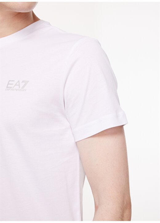 EA7 Bisiklet Yaka Beyaz Erkek T-Shirt 8NPT51PJM9Z0100 4